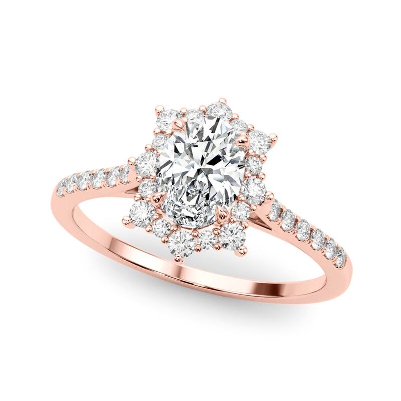 Auriya 14k Rose Gold Lab Grown Oval Diamond Halo Engagement Ring 0.50 to 5.00 ct. tw. (F-G VS) - 5.00 ct. center - 6.5