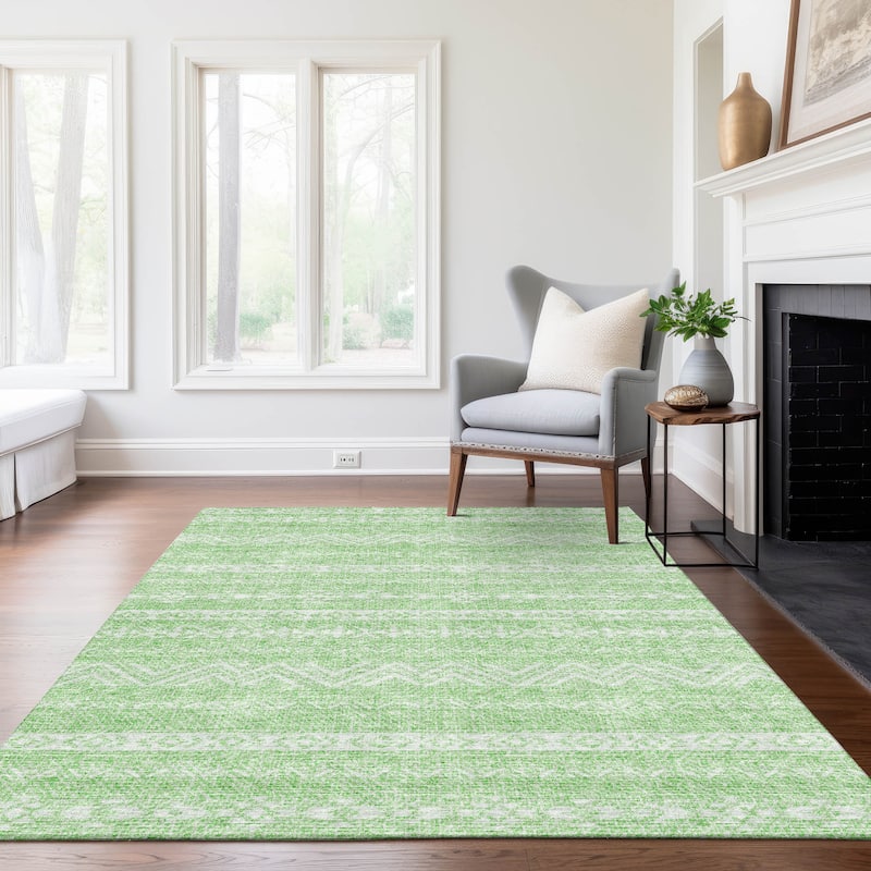 Machine Washable Indoor/ Outdoor Chantille Stripes Boho Rug