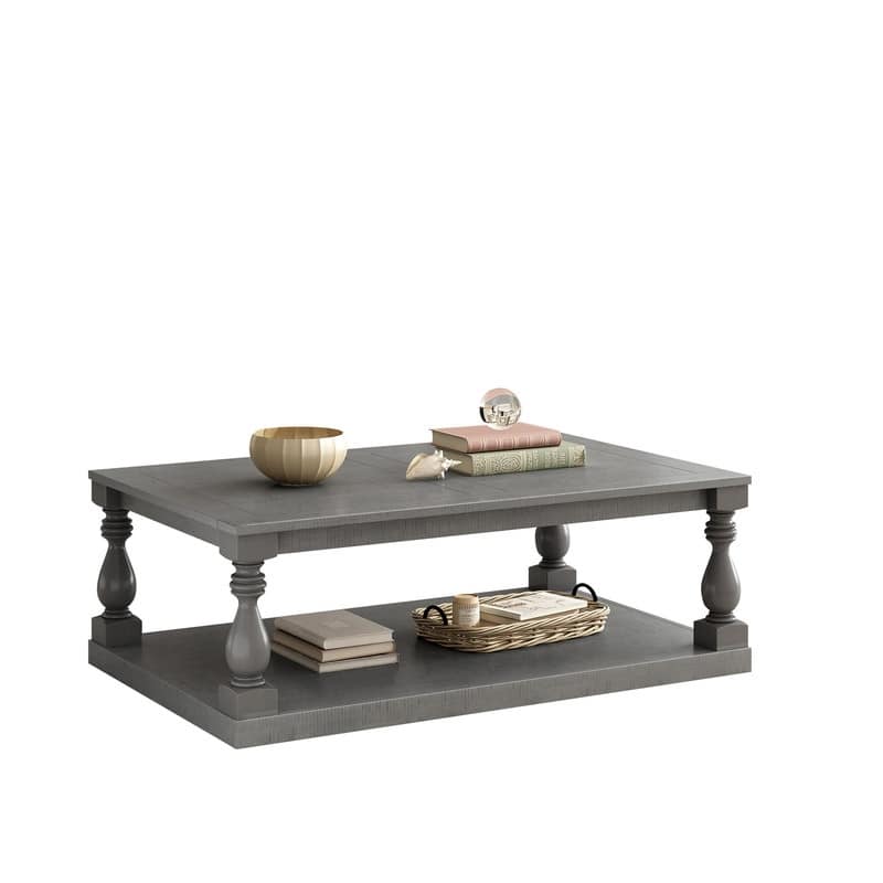 Vintage 45.2" Solid Wood Coffee Table with Open Shelf