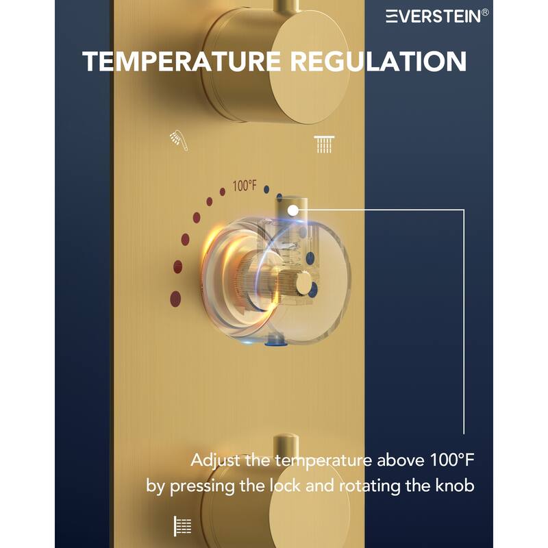 64-Color LED Mood Lighting Thermostatic Shower Faucet System with 12" Rain Shower Head , Body Jet and Handheld Spray