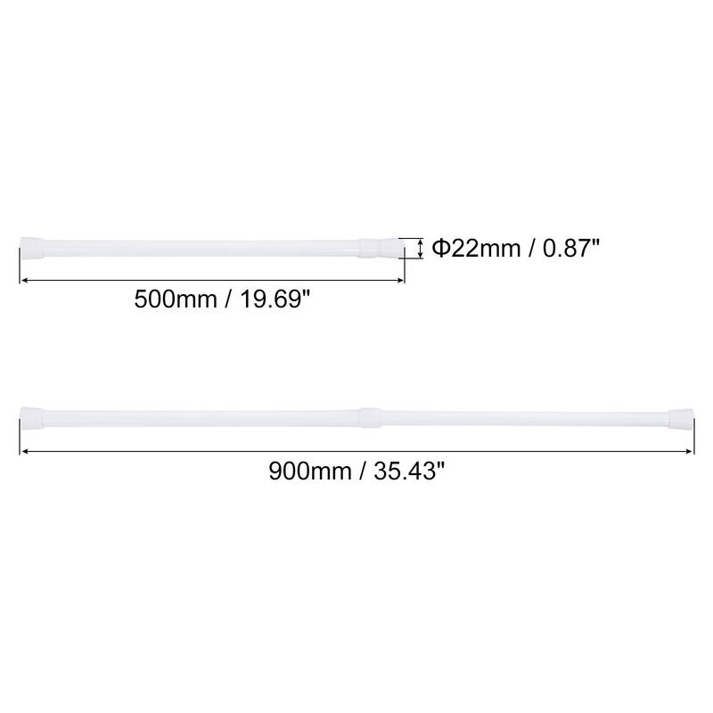 Tension Curtain Rod, Adjustable, 0.79" Dia White