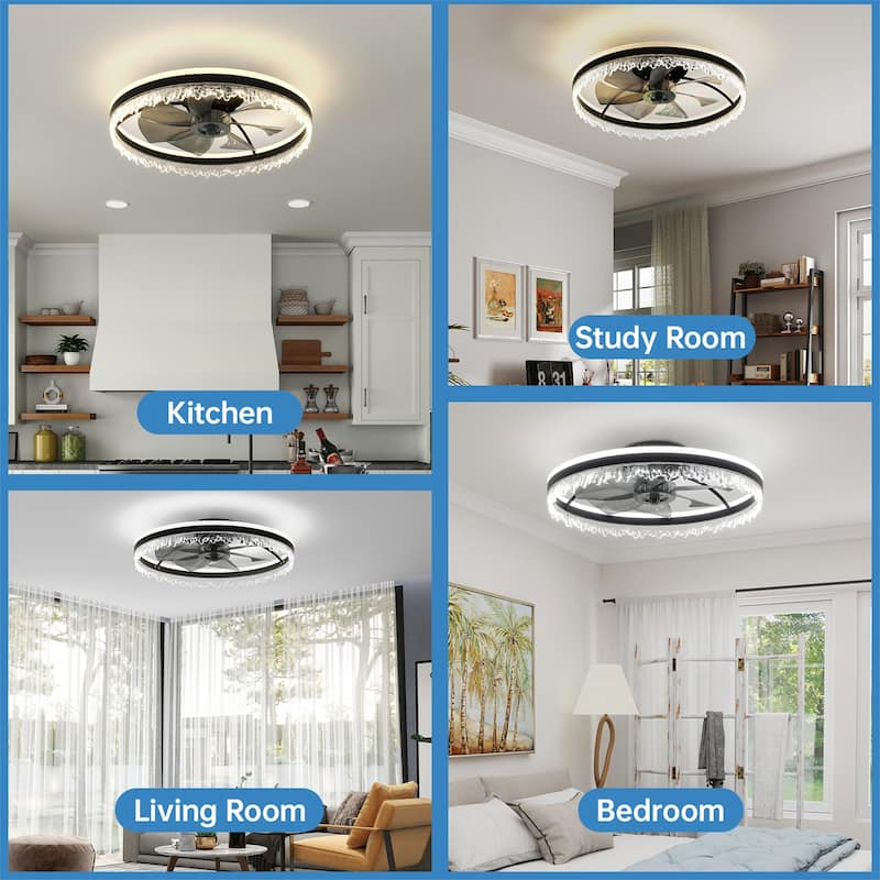 24" Modern LED Ceiling Fan with Light