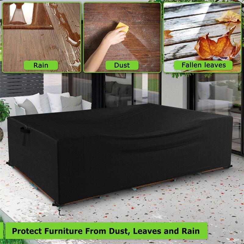 Black 420D Furniture Cover Outdoor Couch Table Furniture Cover