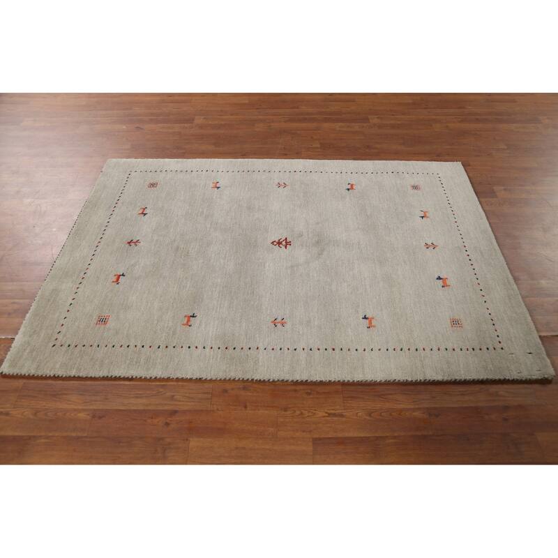 Tribal Gabbeh Indian Accent Rug Handmade Bedroom Beige Wool Carpet - 3'11"x 5'10"