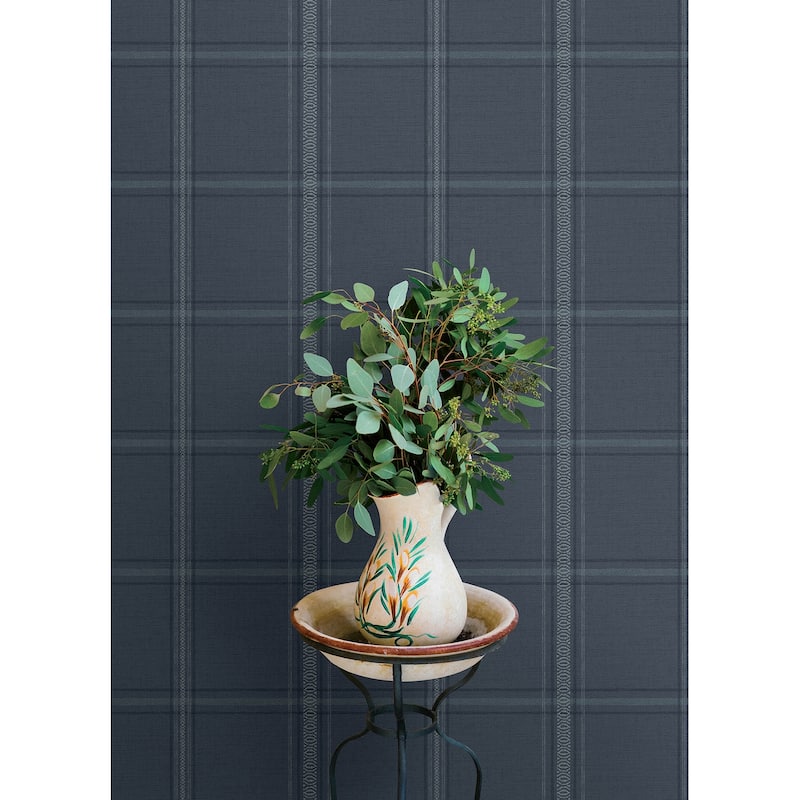 Chesapeake Auberge Dark Blue Plaid Wallpaper