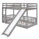 preview thumbnail 27 of 47, Sturdy Twin Over Twin Bunk Bed with Slide, Ladder, and Guardrails for Kids