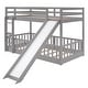 preview thumbnail 5 of 42, Twin Over Twin Bunk Bed with Removable Floor Bed and Bottom Guardrails, Fun Kids Loft Bed Frame with Ladder and Slide