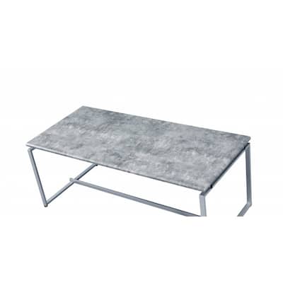 47" Grey Silver PVC Veneer Metal Sled Coffee Table for Living Room - 47” x 22” x 18”