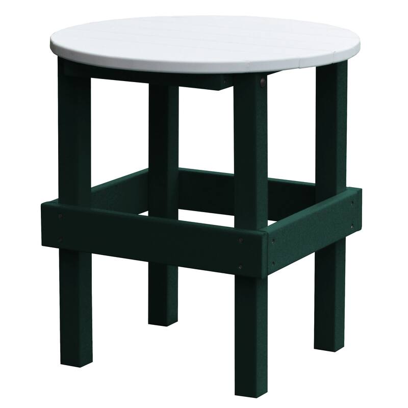 Poly Round Side Table - Turf Green with White Top