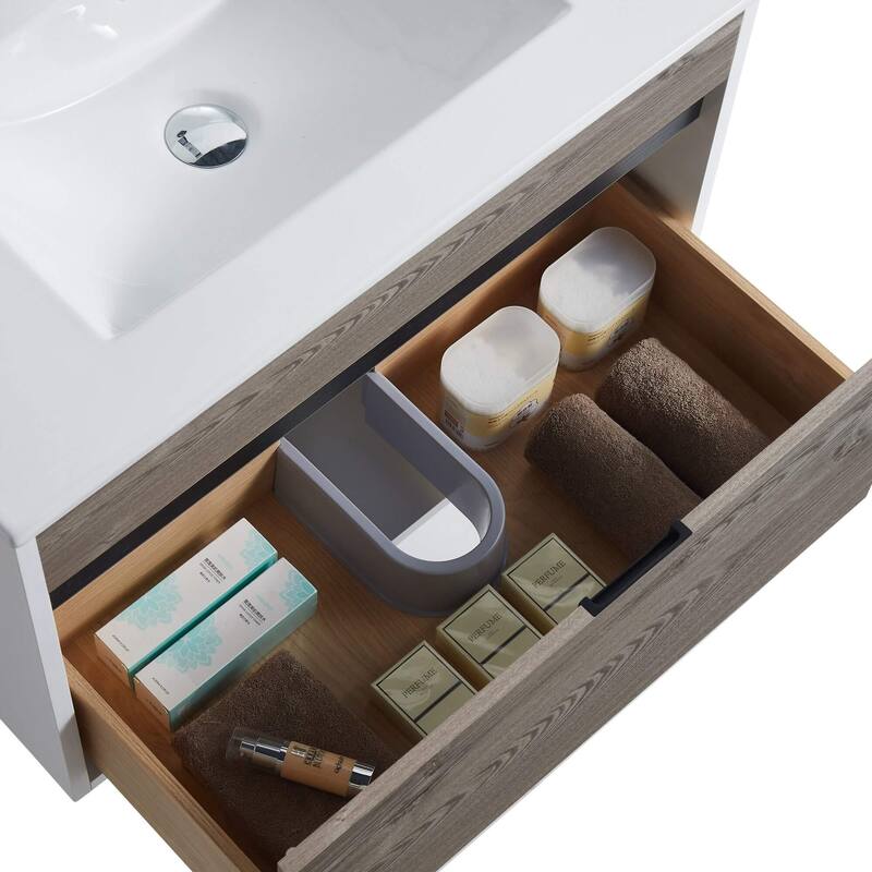 Fine Fixtures - Wall Mount Bathroom Vanity And Sink, Knob Free Design - Alpine Collection -