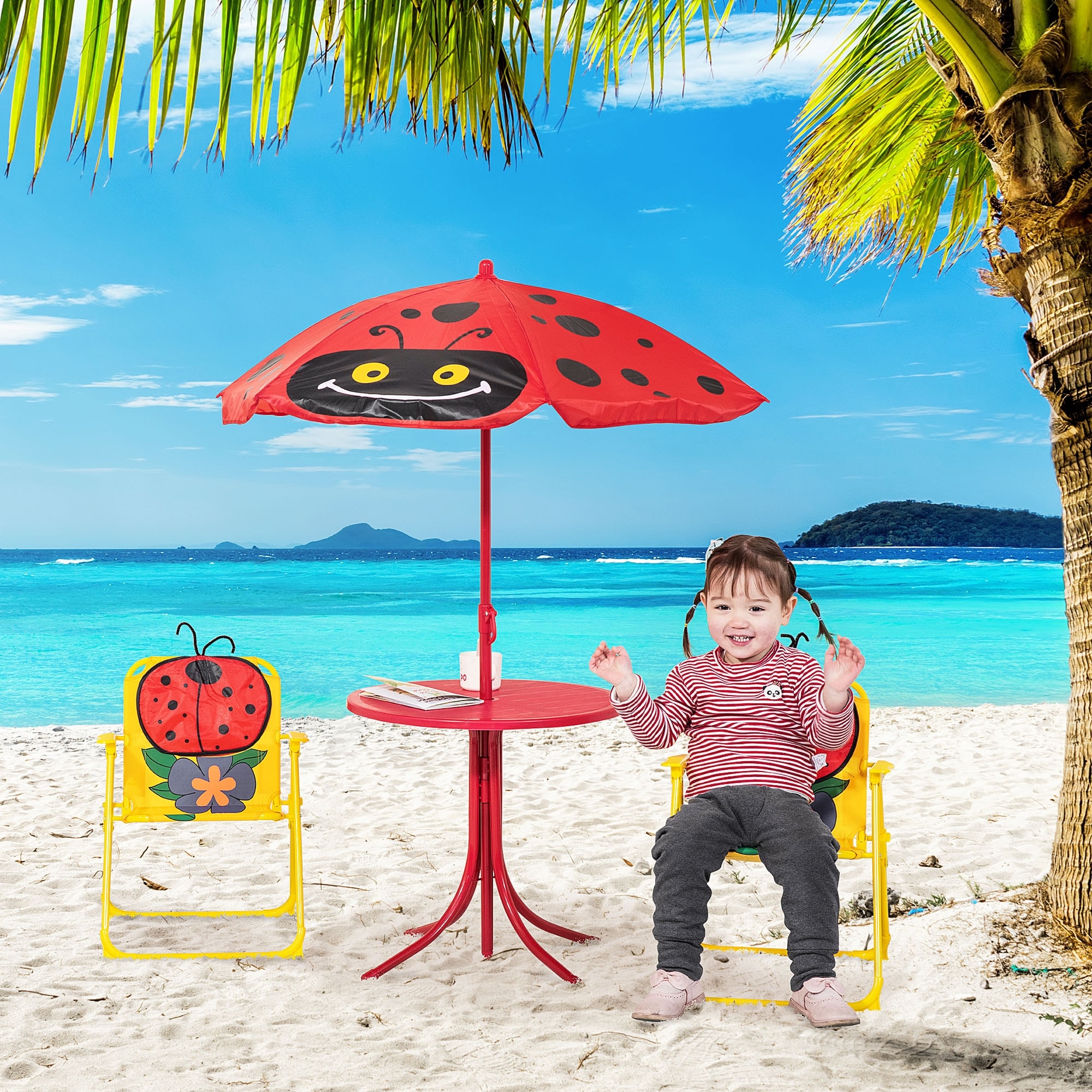 Outsunny Kids Picnic Table and Chair Set for Patio Backyard with