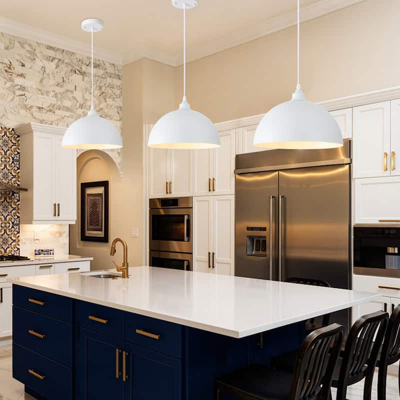 1 - Light 11.8" W Single Dome Pendant for Kitchen Island Dining Room (Set of 3) - W 11.81 in