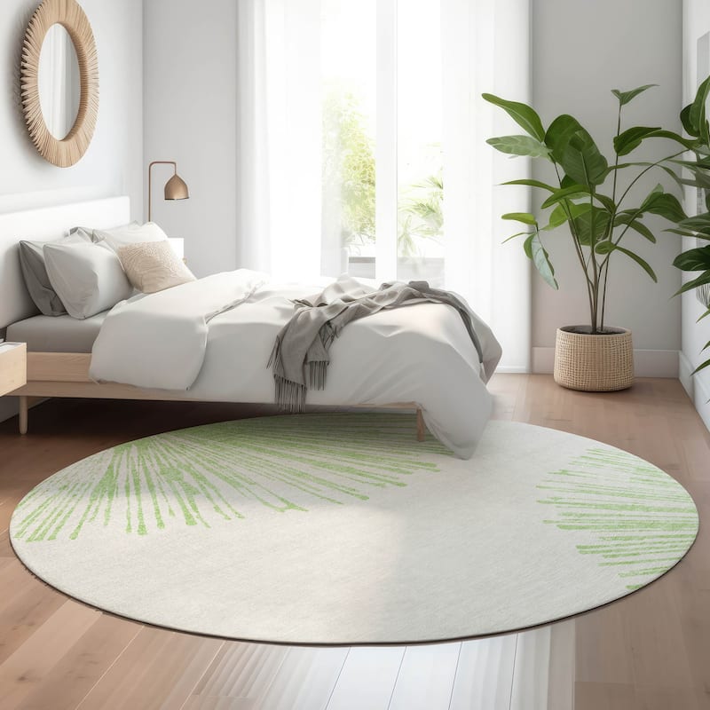 Premium Washable Super Soft Abstract Blast Mayfield Rug - Aloe - 8' x 8' - Round