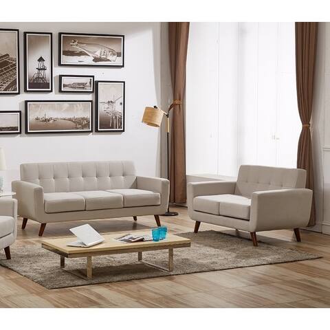 Grace Rainbeau Tufted Upholstered Living Room Sofa and Loveseat (Set of 2)
