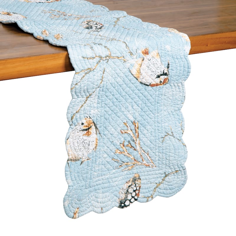 51" x 14" Meraki Island Quilted Reversible Blue Coastal Table Runner