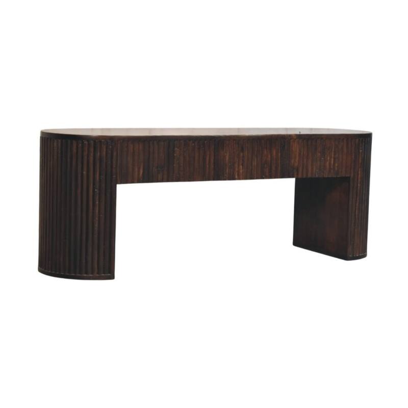 Artisan Furniture Solid Wood Velvet Mocha Fluted Console Table ,Black