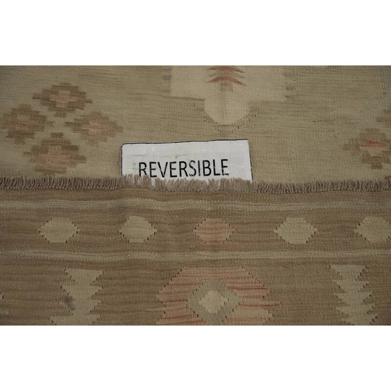 Hand Woven Oriental 100% Wool Carpet Southwestern Tribal Greys & Charcoal Kilim Area Rug - 12' 1'' X 8' 8''