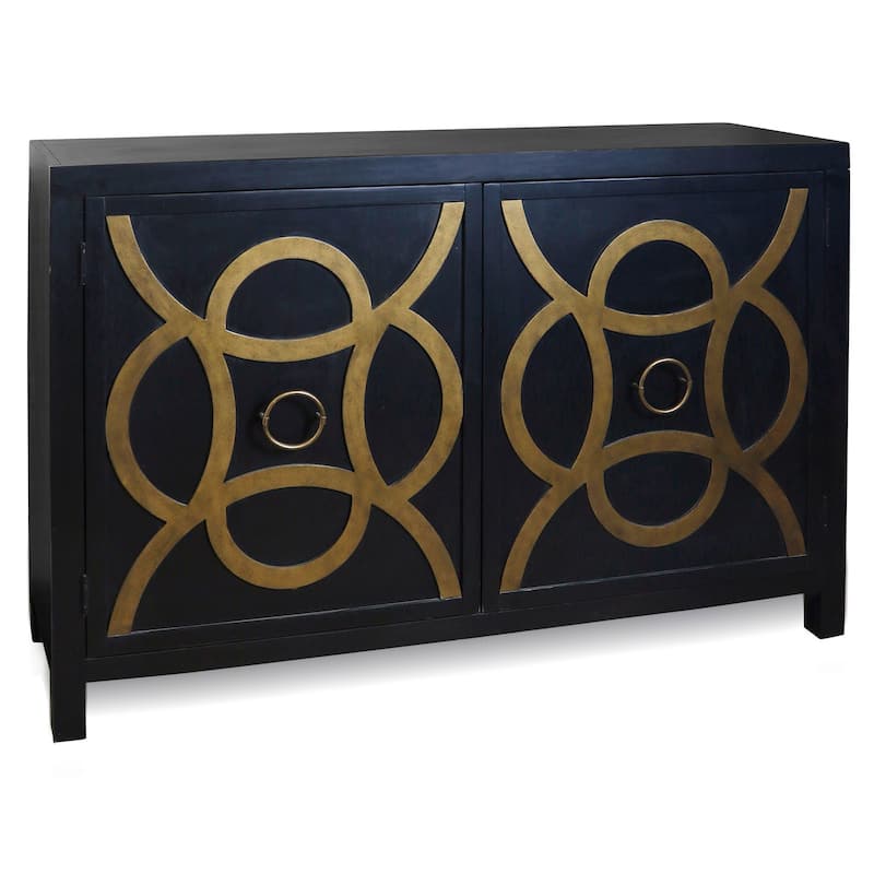Vintage Two Door Cabinet - Black, Gold