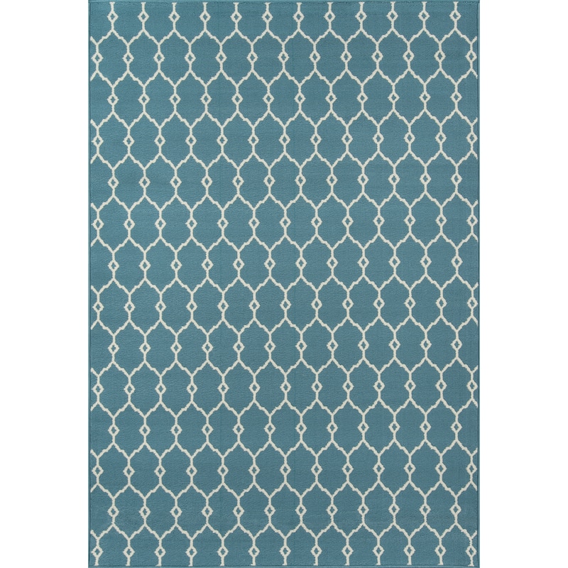 Momeni Baja Trellis Indoor Outdoor Rug - 1'8" x 3'7" - Blue