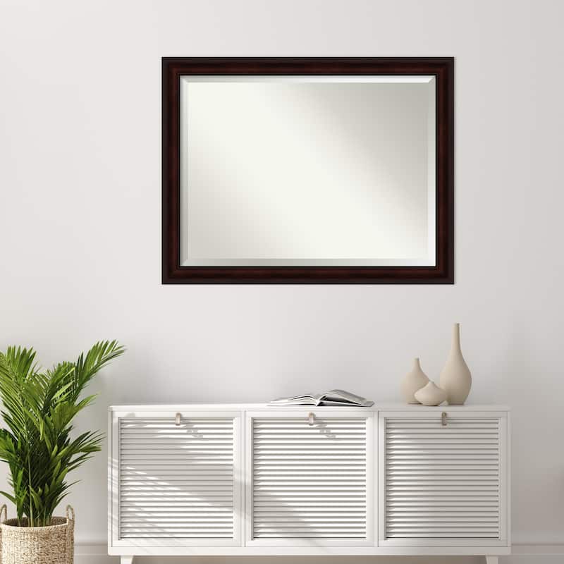 Beveled Wall Mirror - Coffee Bean Brown Frame - Coffee Bean Brown
