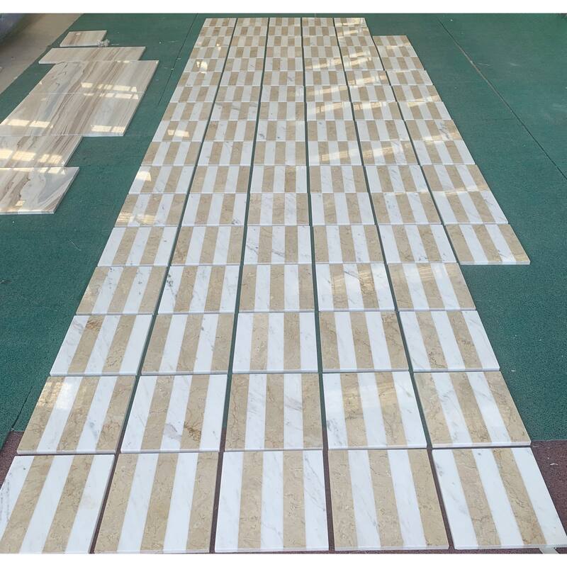 12"×12" Waterjet Polished Natural Stone Marble Tiles for Floor and Wall, 1 Box Each Pattern 4 PCS