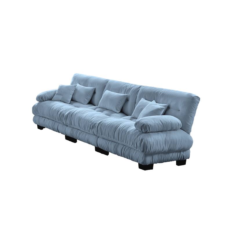 Roomfitters 3-Seater Modular Chenille Sofa, Deep Seat Cloud Couch with Round Bolster Armrests