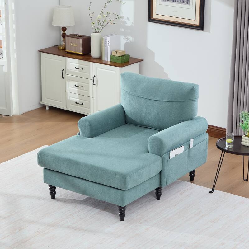 Modern Minimalist Chenille Fabric Chaise Lounge Recliner Single Sofa
