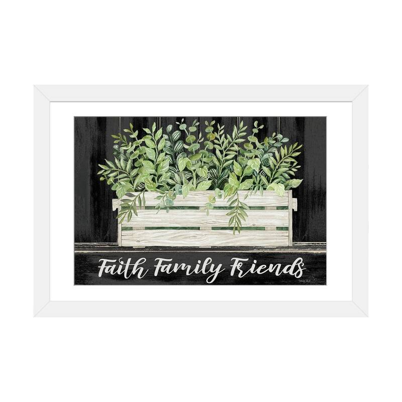 iCanvas "Faith, Family, Friends" by Cindy Jacobs - White - 16x24x1