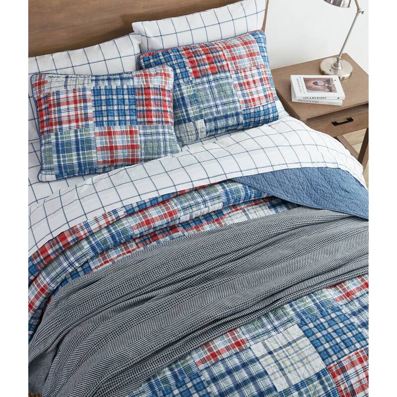 Nautica Raeford Cotton Reversible Blue Quilt Set