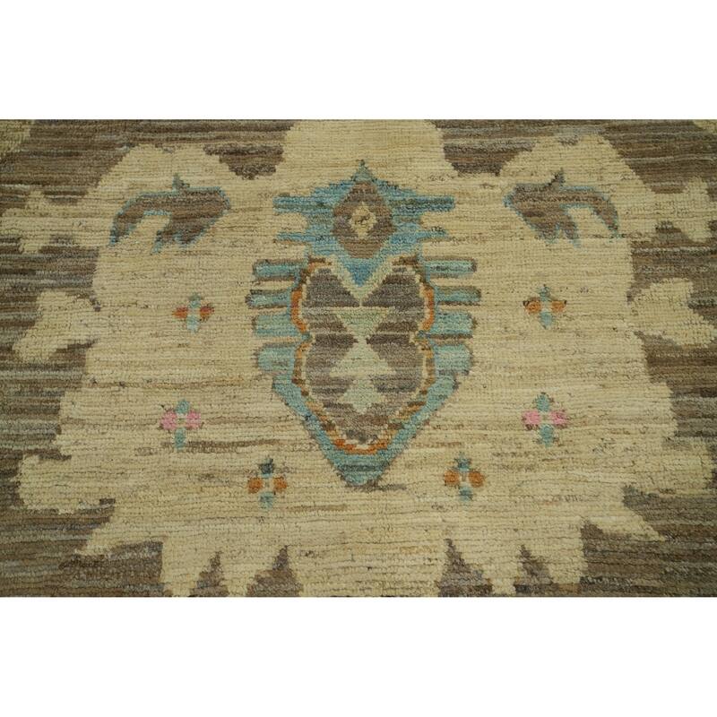 Hand Knotted Oriental 100% Wool Carpet Transitional All-Over Brown Oushak Area Rug - 17' 8'' X 12' 0''