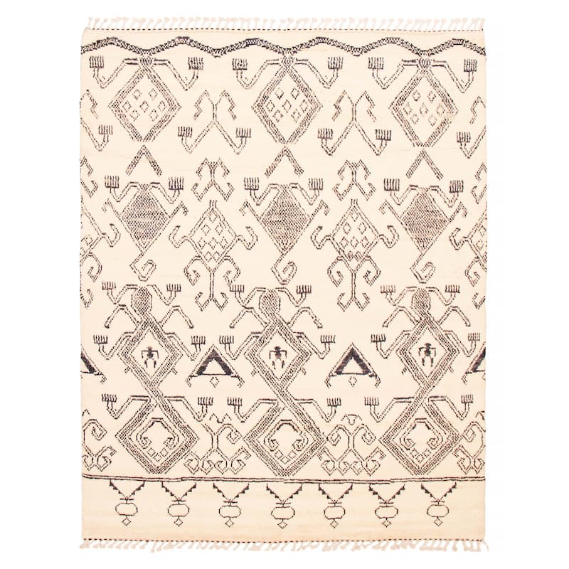 ECARPETGALLERY Hand-knotted Pak Finest Marrakesh Cream Wool Rug - 7'11 x 10'2 - Cream - 7'11 x 10'2