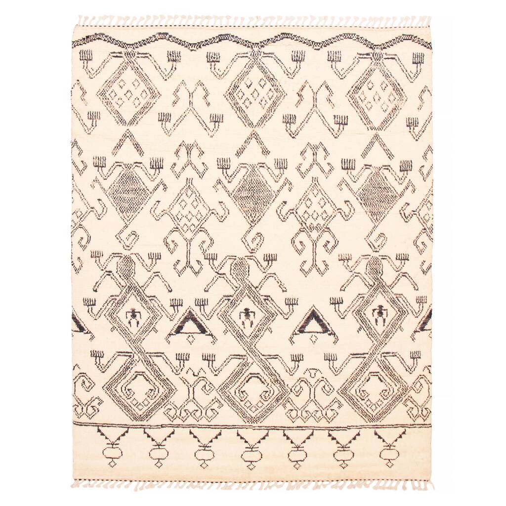 ECARPETGALLERY Hand-knotted Pak Finest Marrakesh Cream Wool Rug - 7'11 x 10'2