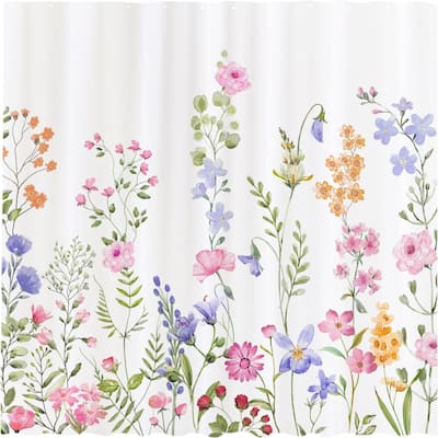 72"x72" Watercolor Abstract Floral Lightweight PEVA Shower Curtain