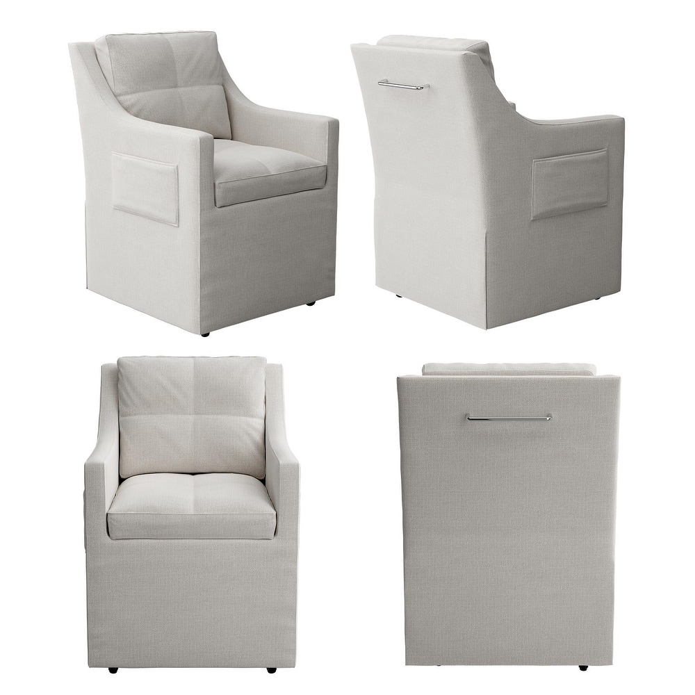 Arm Dining Chairs with Side Pocket and Casters for Dining Room Living Room Office Appartment