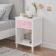 preview thumbnail 9 of 12, Wooden Nightstand with One Drawer One Shelf for Kids, Adults, Pink