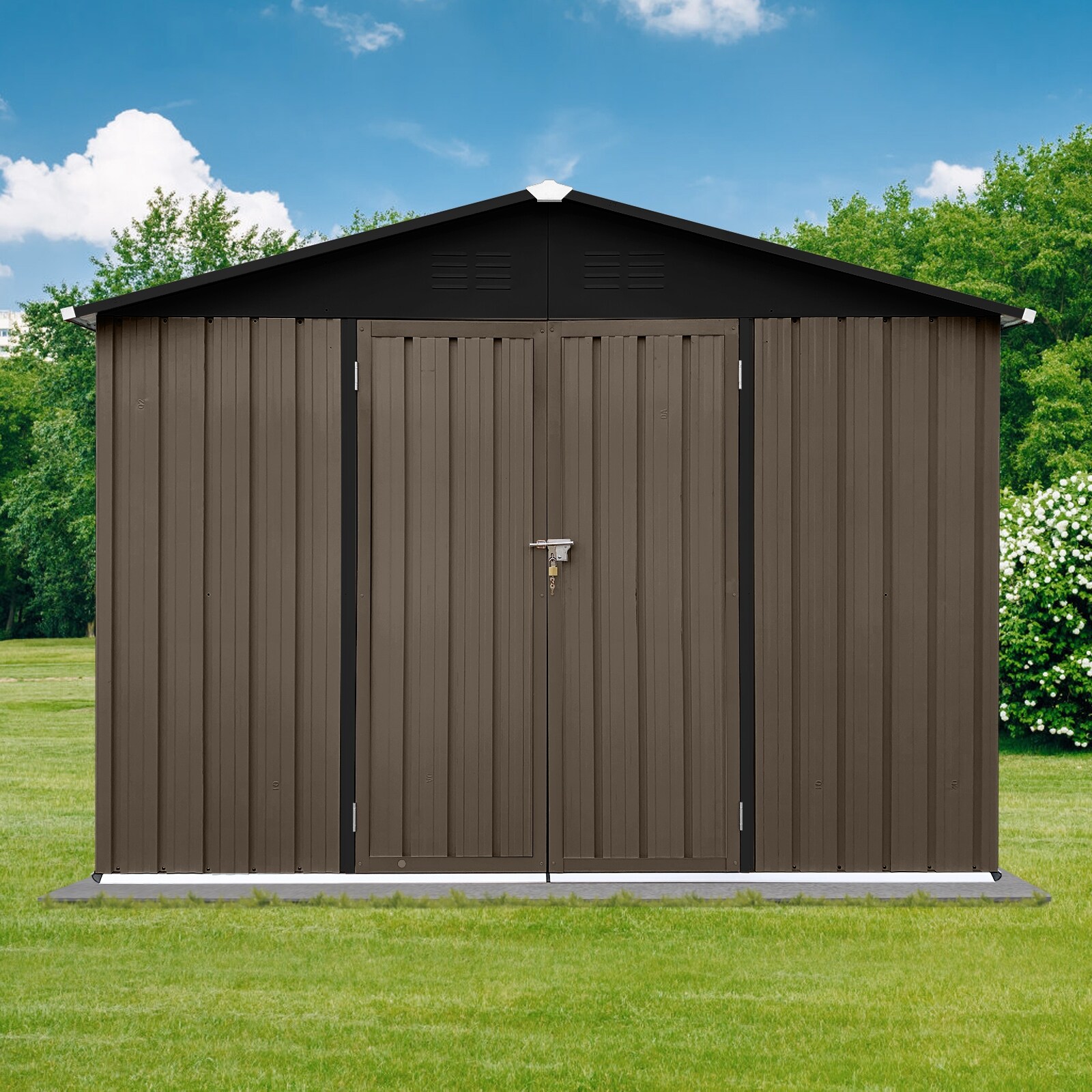 GDFStudio - Nolan Compact 6x8 FT Metal Garden Shed with Hinged