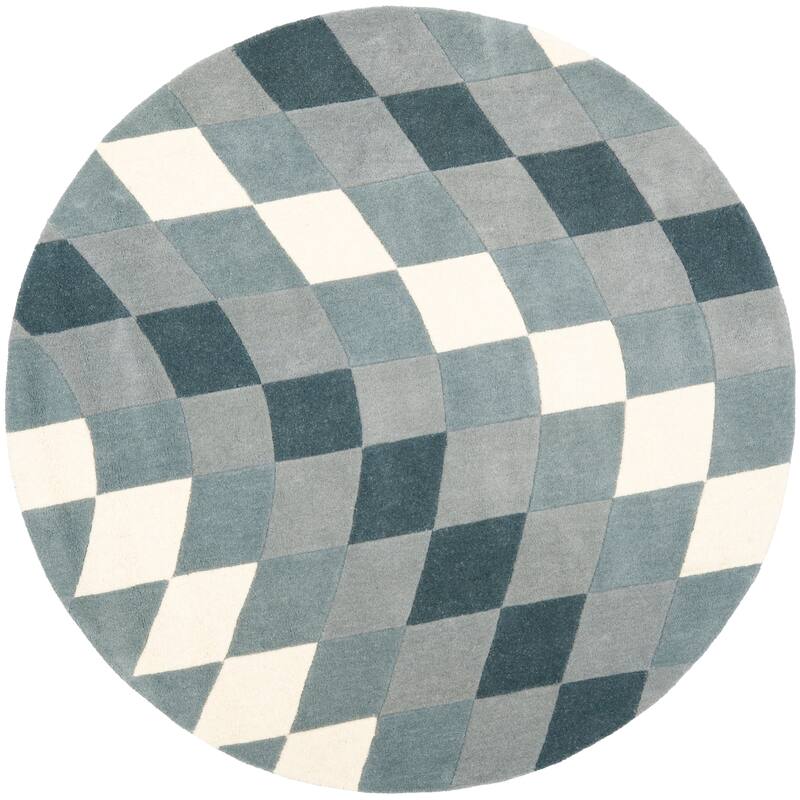 SAFAVIEH Handmade Soho Kandace Matrix Wool Rug - 6' Round - Light Grey/Ivory