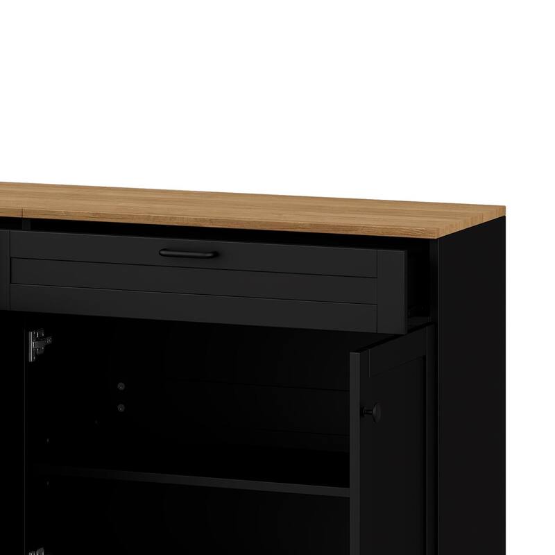 Roomfitters Rustic 3-Piece Entertainment Center for TVs up to 70", Mid-Century TV Stand with Bookshelves and Sideboard Storage