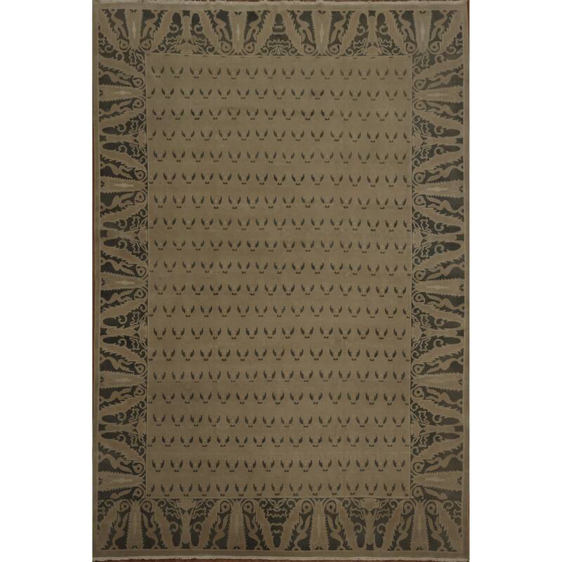 Hand Knotted Oriental 100% Wool Carpet Traditional All-Over Brown Ziegler Area Rug - 14' 9'' X 9' 11''