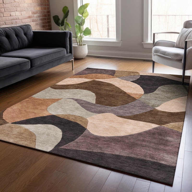 Machine Washable Indoor/Outdoor Modern Century Chantille Rug