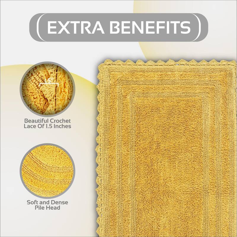 Better Trends Bath Rugs Set 100% Cotton Soft & Water Absorbent Tufted Bathroom Rug for Shower, Sink Bath Mats Lilly Crochet