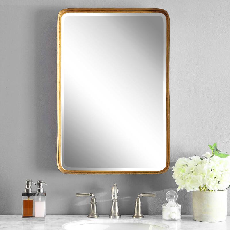 Uttermost Crofton 30" X 20" Rectangular Deep Frame Gold Vanity - Antiqued Gold Leaf