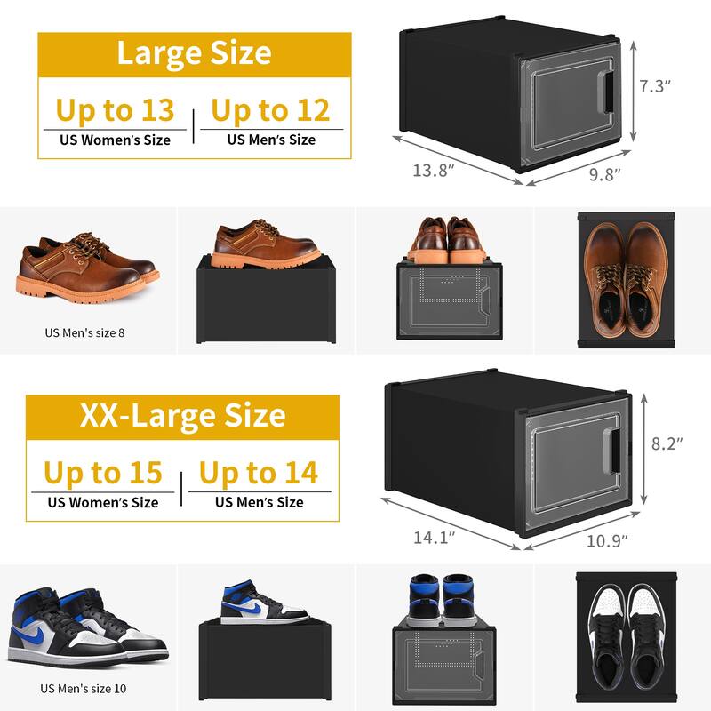 Moasis XXL 20 Pack Shoe Storage Boxes Clear Plastic Stackable Shoe Organizer