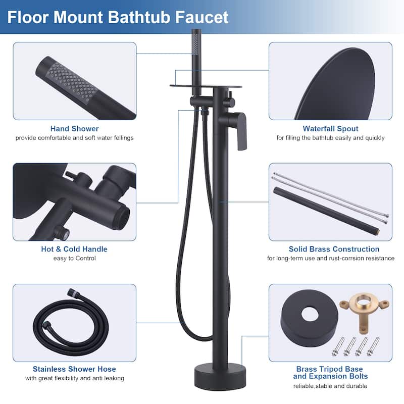 WOWOW Single Handle Floor-Mounted Bathtub Faucet