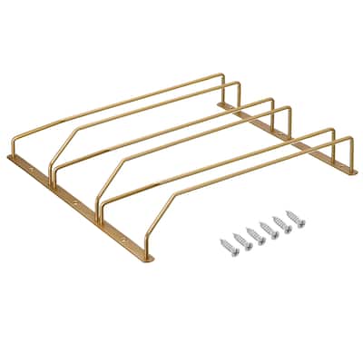 Wine Glass Rack Under Cabinet 14-Inch for Shelf Kitchen Bar Decor 3 Rows, Gold