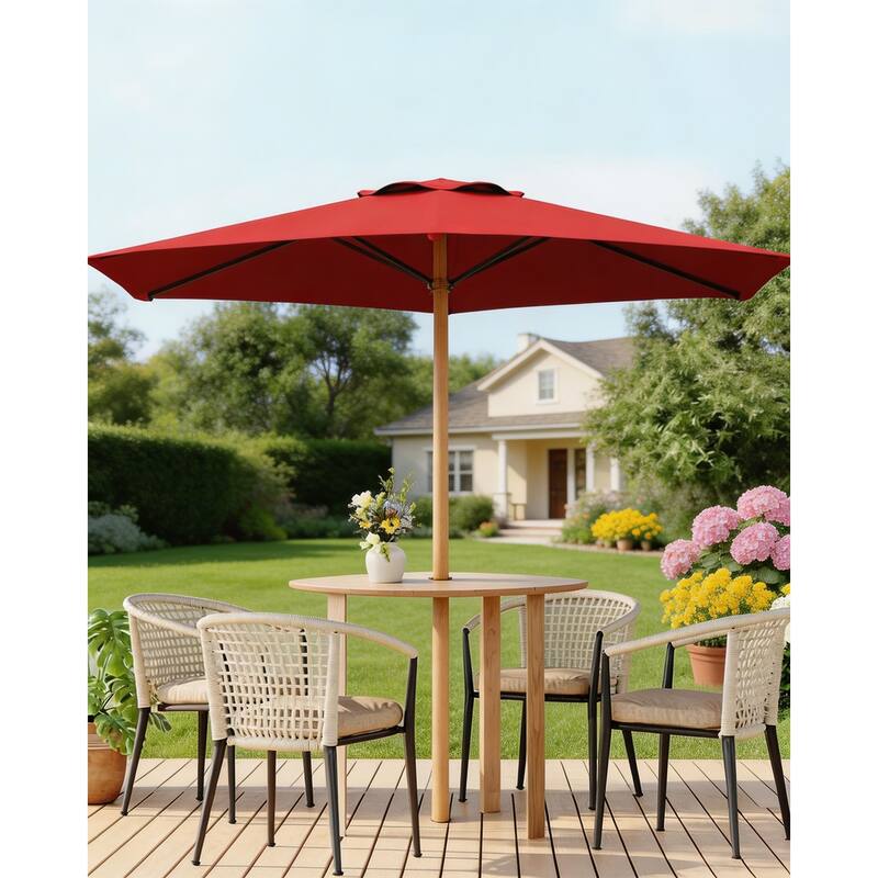 10ft Outdoor Patio Umbrella, with Crank Lift & Push Button Tilt, UV Protection Waterproof - Red