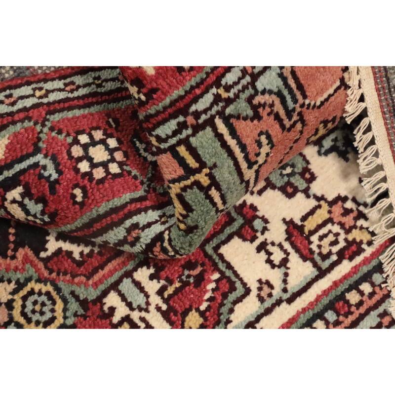 Hand Knotted Oriental 100% Wool Carpet Traditional Medallion Beige & Ivories Heriz (serapi) Area Rug - 6' 1'' X 3' 11''