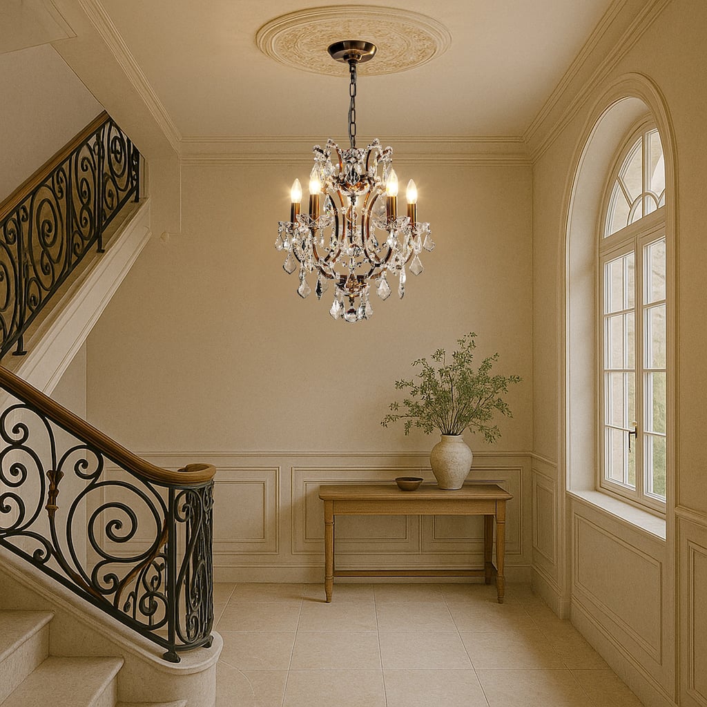 Classic/Traditional Crystal Chandelier Antique Gold Glam Lighting Fixture