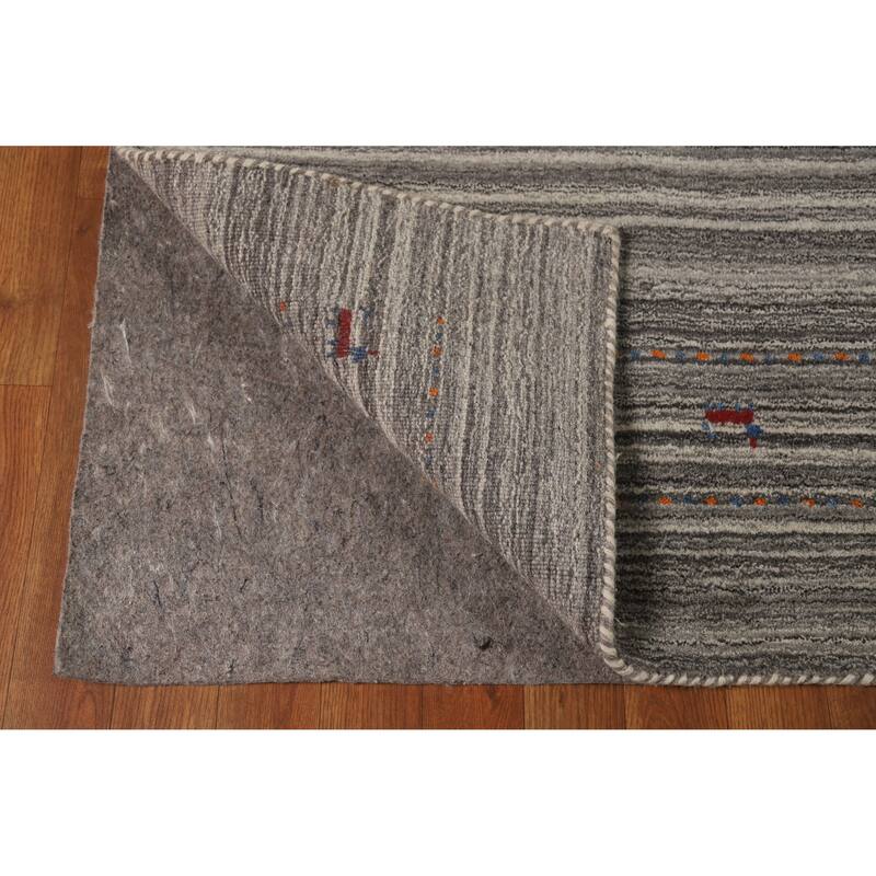 Hand Knotted Oriental 100% Wool Carpet Tribal Animal Pictorial Greys & Charcoal Gabbeh Area Rug - 7' 7'' X 5' 0''