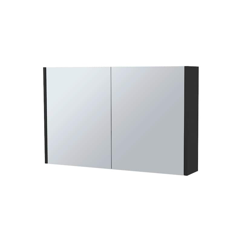 Wall-Mounted Medicine Cabinet with Two Mirrors and Three Shelves, Black Finish, Space-Saving Storage